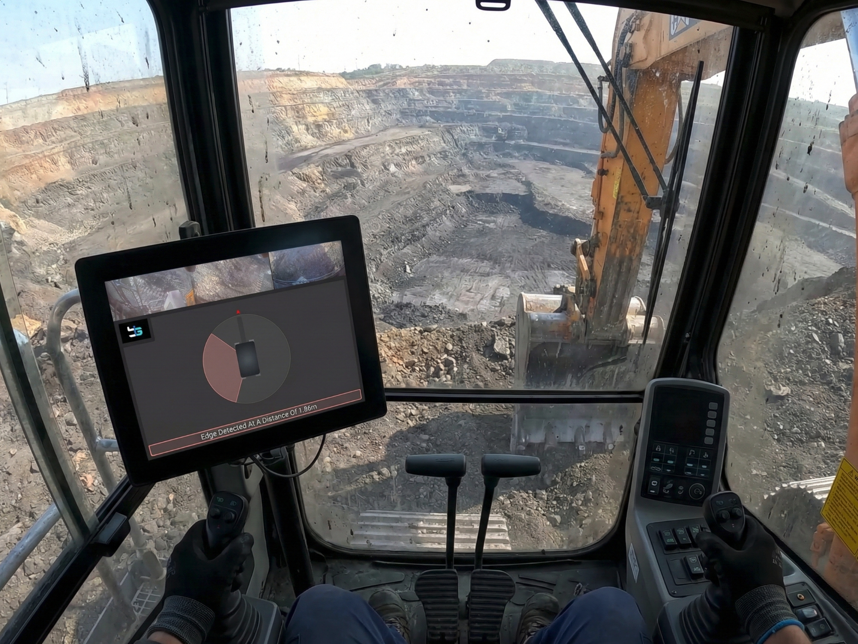 EVAS terrain safety system monitoring excavator edge proximity
